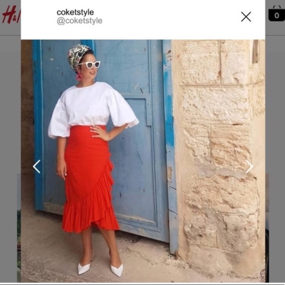 H&M wrap red skirt